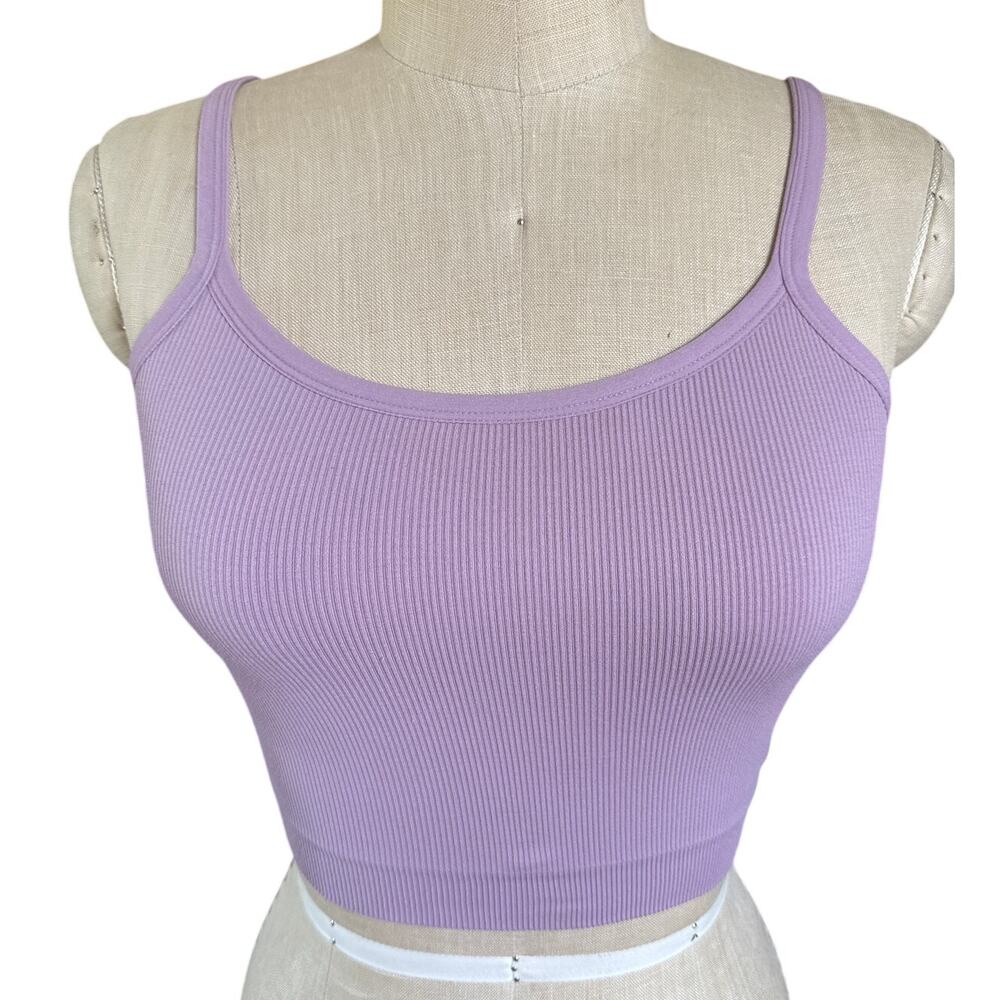 SET ACTIVE Ribbed Longline Purple Lilac Sports Bra Size Small